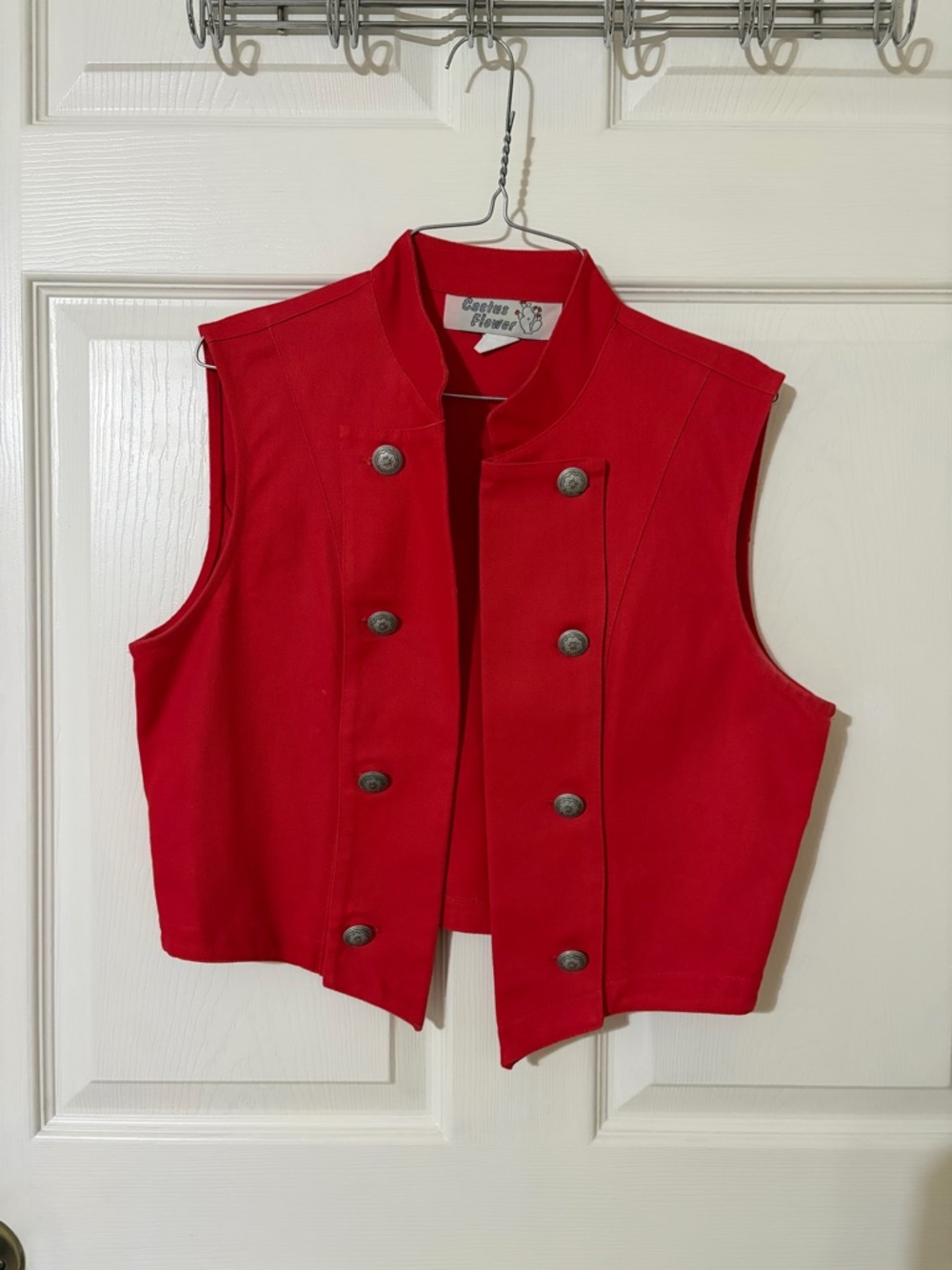Vintage 1990’s Cactus Flower Red Collared Vest